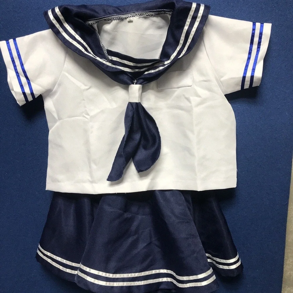Girls Navy Sailor Costume Halloween Blue Uniform School Measurements Description